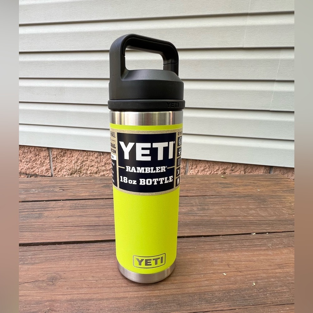 YETI RAMBLER 18 OZ WATER BOTTLE WITH CHUG CAP CHARTREUSE DISCONTINUED COLOR